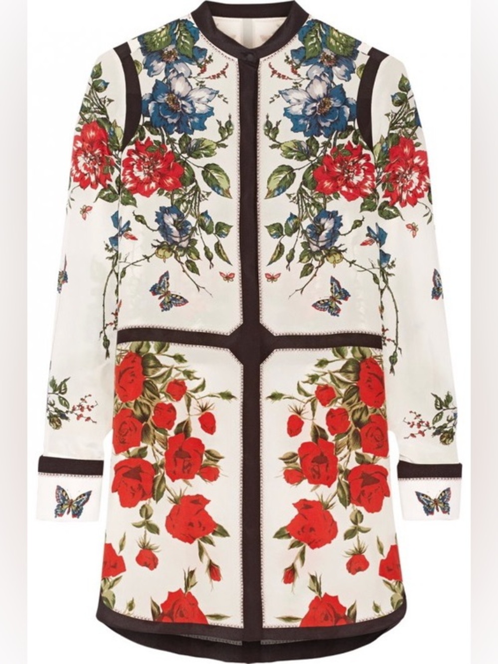 Alexander McQueen Ivory Long Sleeve Floral Panel Dress